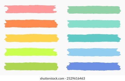 Set of hand drawn colorful grunge brushes. Vector Grunge Brushes.