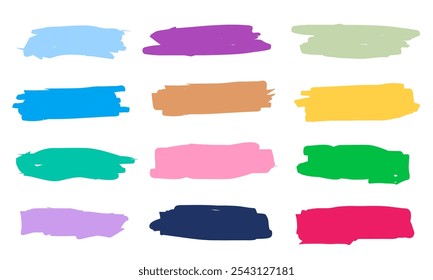 Set of hand drawn colorful grunge brushes. Vector Grunge Brushes.