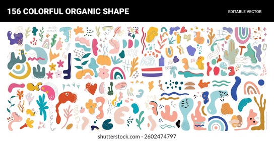 Set of Hand Drawn Colorful Organic Shapes Vector Illustration