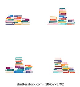 Set handgezeichnete, bunt helle Illustrationen. Buchstapel. Einzeln auf weißem Hintergrund