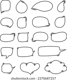 set of hand drawn comic shapes - Text Speech Bubbles - Text Boxes