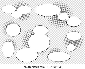 Set of hand drawn Comic Speech Bubbles. Vector Illustration