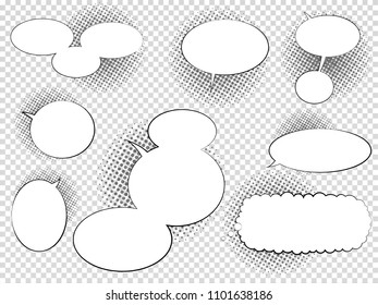 Set of hand drawn Comic Speech Bubbles. Vector Illustration