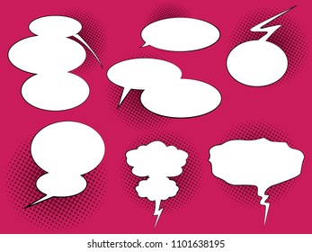 Set of hand drawn Comic Speech Bubbles. Vector Illustration