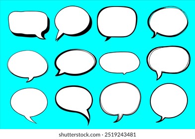 Set of hand drawn comic speech bubbles. Vector illustration
