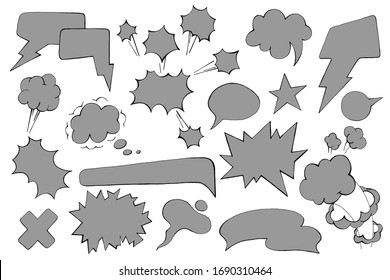 Set handgezeichnete Sprachblasen im Comic-Stil. Vektorillustration.