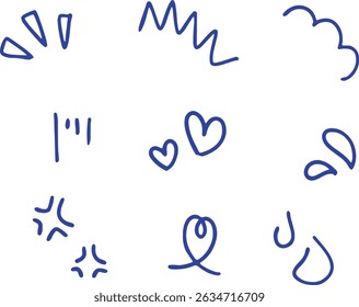 set of hand drawn comic symbol icon