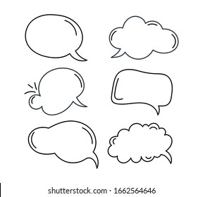 Set von handgezeichneten Comics Stil-Lautsprecher, Speech-Ballon. Think & talk Icon Vektorillustration.