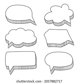 Set of Hand Drawn Comics Style Speech Bubbles on white