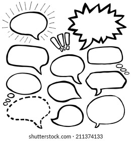 Set of Hand Drawn Comics Style Speech Bubbles
