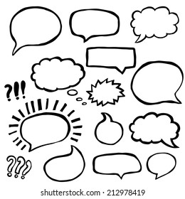 Set of Hand Drawn Comics Style Speech Bubbles