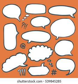Set of Hand Drawn Comics Style Speech Bubbles