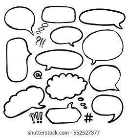 Set of Hand Drawn Comics Style Speech Bubbles