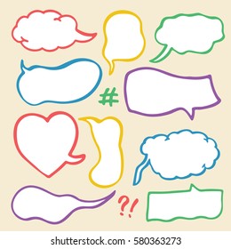Set of Hand Drawn Comics Style Speech Bubbles