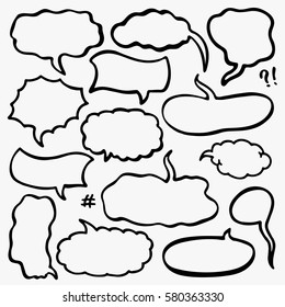 Set of Hand Drawn Comics Style Speech Bubbles