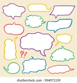 Set of Hand Drawn Comics Style Speech Bubbles