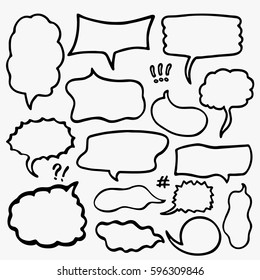 Set of Hand Drawn Comics Style Speech Bubbles