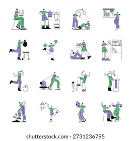 Set handgezeichneter Gemeinschaftsillustrationen 
