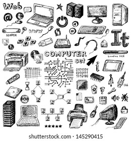  Set of hand drawn computer icons