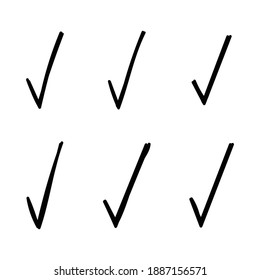 Set Of Hand Drawn Confirm Icons On White Background