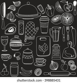 Set of hand drawn cookware. 