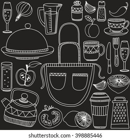 Set of hand drawn cookware. 