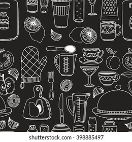 Set of hand drawn cookware. 
