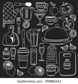 Set of hand drawn cookware. 
