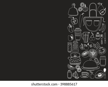 Set of hand drawn cookware. 