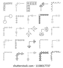 Set of hand drawn corner and borders. Text decoration elements. Ink frames.