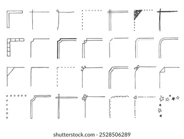 Conjunto de bordes decorativos de esquina dibujados a mano