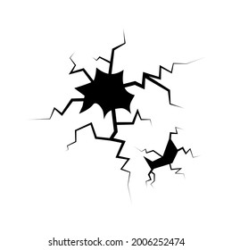 Juego de grietas dibujadas a mano Aisladas sobre fondo blanco. ilustración vectorial.