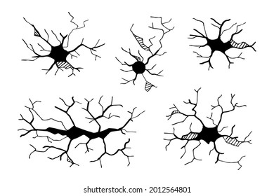 Set of hand drawn cracks Isolated on white background. vector illustration.