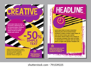 Set of hand drawn creative cards