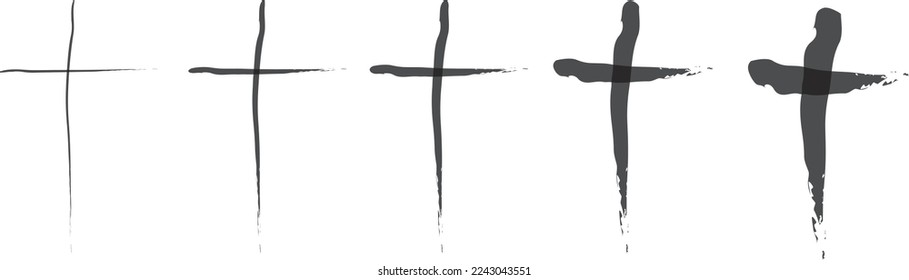 Set hand drawn cross. Vector cross. The cross is made with a brush.