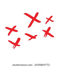 Set of hand drawn crosses isolated on white, vector illustration