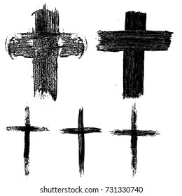 Set of hand drawn crosses. Religious symbols. Design element for logo, label, emblem, sign, badge. Vector illustration