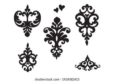 Set hand drawn curly grass and flowers on white isolated background. Botanical illustration. Decorative floral picture.