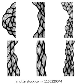 Set of hand drawn curly wavy doodle design elements for poster, banner, flyer, brochure. Vector image