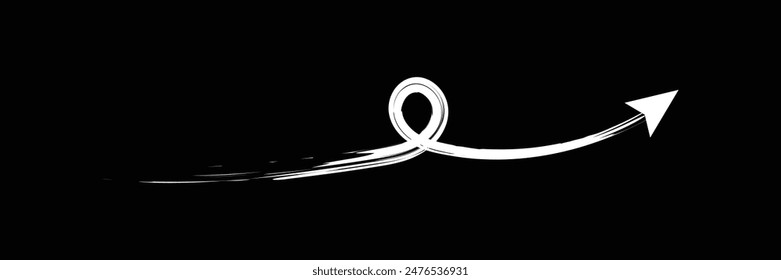 Set of Hand drawn curved arrow icon with brush. Brush long  arrow isolated on a white background.