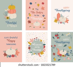 Set of hand drawn cute hygge autumn inspired illustration. Perfect for card, poster, flyer, cover and other use. Elements like pumpkins, flowers and fall leaves.