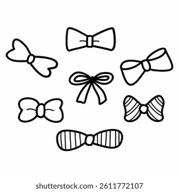 Set of hand drawn cute ribbon