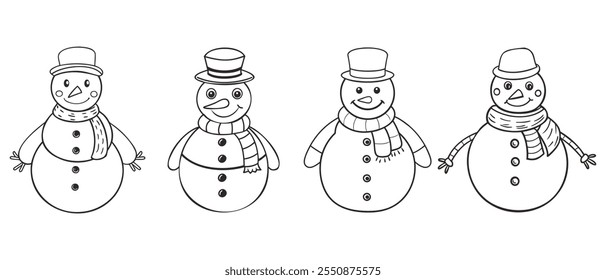 Conjunto de mão desenhado bonitos bonitos bonitos bonitos bonitos. Desenho para livro de colorir crianças. Ilustração