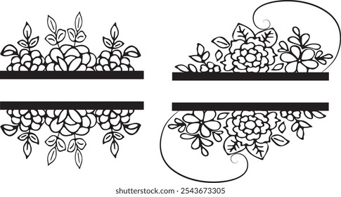 Set of Hand drawn decoration ornament frame for wedding invitation, text, banner