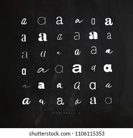 Set of hand drawn decoration symbol a for letters and invitation drawing on chalkboard background