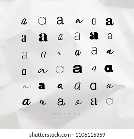 Set of hand drawn decoration symbol a for letters and invitation drawing on crumpled paper background