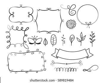 set of hand drawn decorative elements