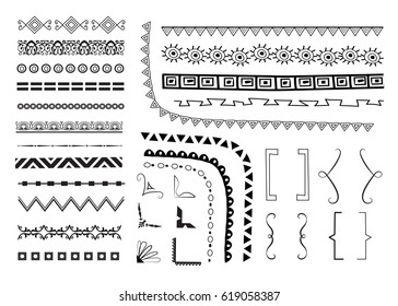 set of hand drawn decorative elements for design. page and text decoration