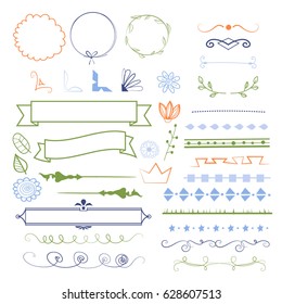 set of hand drawn decorative elements for page and text decorations/.vector design elements