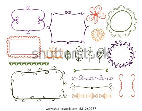 set of hand drawn decorative elements for\
page decoration. vector design\
elements